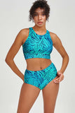 Tropical Dream Cara Blue High-Waist Hipster Bikini Bottom - Women - Pineapple Clothing