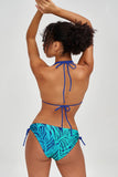Tropical Dream Sara Blue & Green Strappy Triangle Bikini Top - Women - Pineapple Clothing