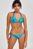 Tropical Dream Sara Blue & Green Strappy Triangle Bikini Top - Women - Pineapple Clothing