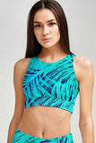Tropical Dream Starla High Neck Padded Crop Top Sports Bra - Women - Pineapple Clothing