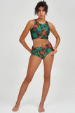 Tropicana Carly Pineapple Print High Neck Crop Bikini Top - Women - Pineapple Clothing