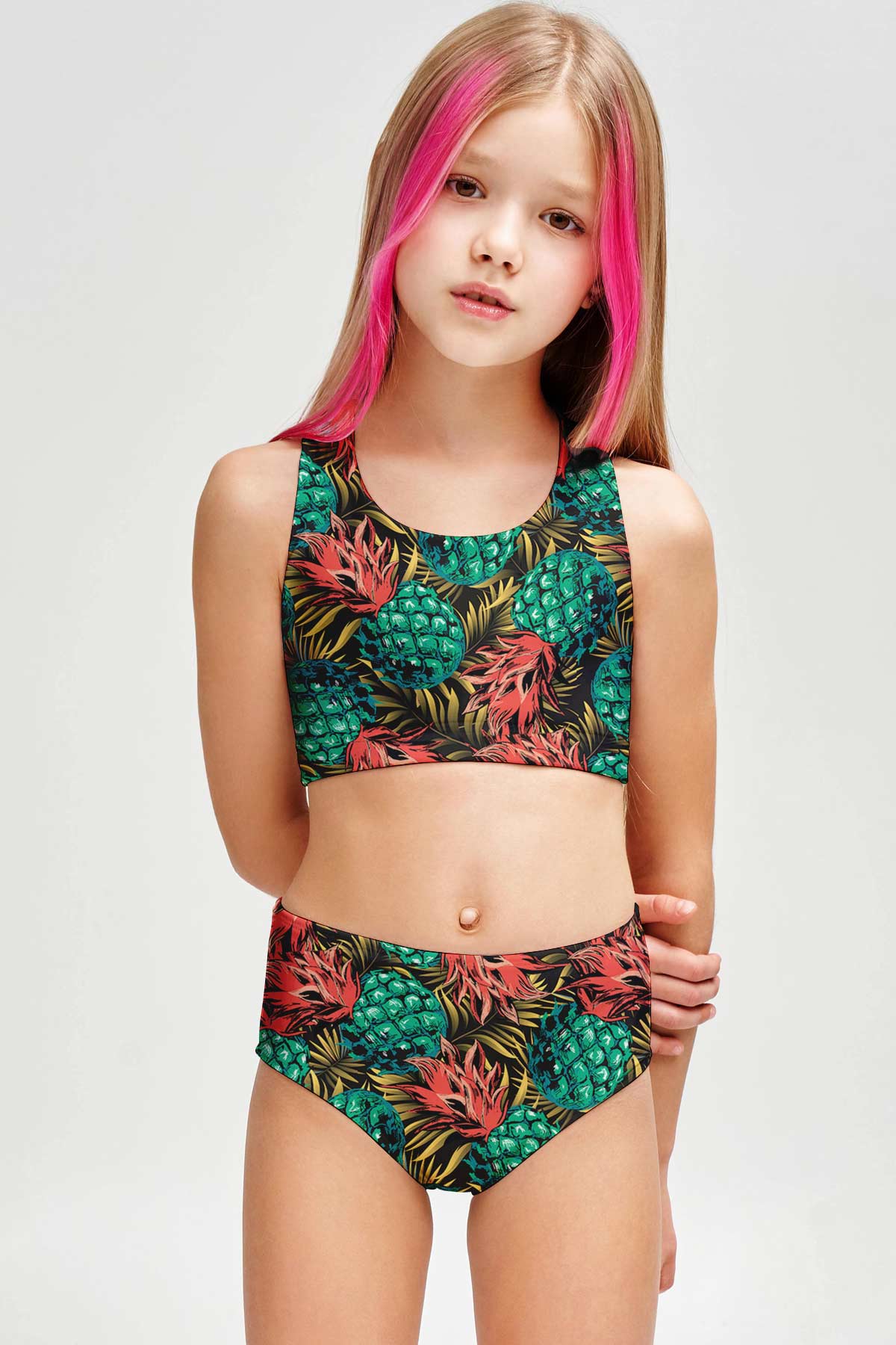 Tropicana Claire Pineapple Sporty Two Piece Swim Bikini Set - Girls - Pineapple Clothing