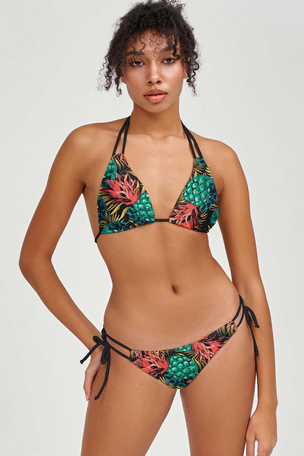 Tropicana Sara Pineapple Print Strappy Triangle Bikini Top - Women - Pineapple Clothing