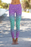 Ultraviolet Lucy Purple Glitter Print Chic Leggings Yoga Pants - Women - Pineapple Clothing