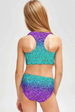 Ultraviolet Claire Purple Sporty Two Piece Swim Bikini Set - Girls - Pineapple Clothing