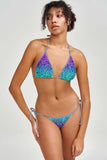 Ultraviolet Lara Purple Glitter Triangle String Bikini Top - Women - Pineapple Clothing