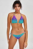 Ultraviolet Sara Purple Glitter Strappy Triangle Bikini Top - Women - Pineapple Clothing