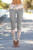Vanilla Sky Lucy Light Grey Printed Details Leggings Yoga Pants - Women - Pineapple Clothing