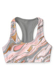 Vanilla Sky Stella Grey Printed Seamless Racerback Sport Yoga Bra - Women - Pineapple Clothing