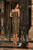 Sage Green Animal Print Sleeveless Bodycon Evening Midi Dress - Women - Pineapple Clothing