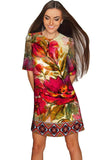 SAMPLE SALE! Free Spirit Grace Floral Red Boho Fall Shift Dress - Women - Pineapple Clothing