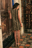 Sage Green Animal Print Sleeveless Trendy Party Shift Dress - Women - Pineapple Clothing