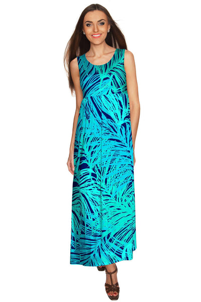 Tropical Dream Bella Palm Leaf Print Beach Summer Maxi Dress - Women ...