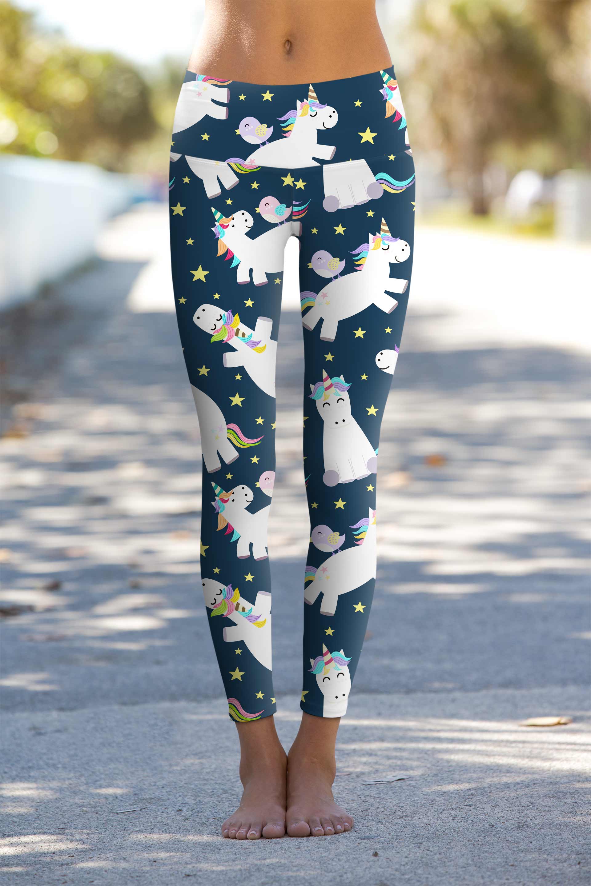 Dreamy Unicorn Lucy Navy Printed Leggings Yoga Pants - Women - Pineapple Clothing
