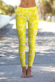 A Piece of Sun Lucy Yellow Lemon Print Leggings Yoga Pants - Women - Pineapple Clothing