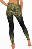 SEMI-ANNUAL SALE! Chichi Lucy Black & Gold Glitter Print Leggings Yoga Pants - Women - Pineapple Clothing