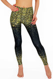 Chichi Lucy Black & Gold Glitter Print Leggings Yoga Pants - Women - Pineapple Clothing