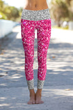 Glam Doll Lucy Pink & Silver Glitter Print Leggings Yoga Pants - Women - Pineapple Clothing
