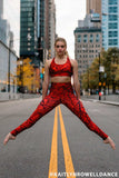 Full Moon Lucy Red Fall Halloween Print Leggings Yoga Pants - Women - Pineapple Clothing