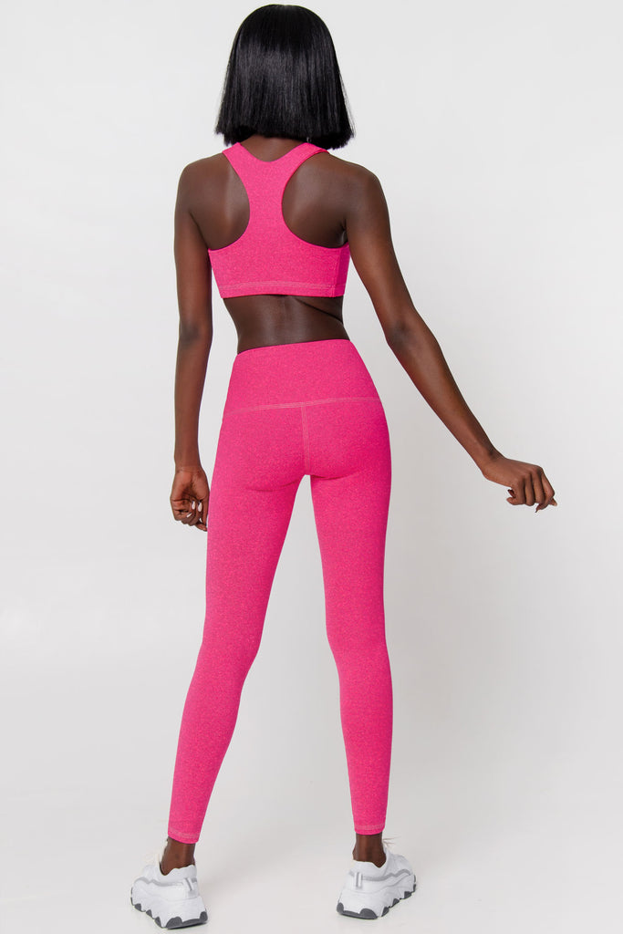 Heather Neon Pink Lucy UV 50+ Performance Leggings Yoga Pants - Women
