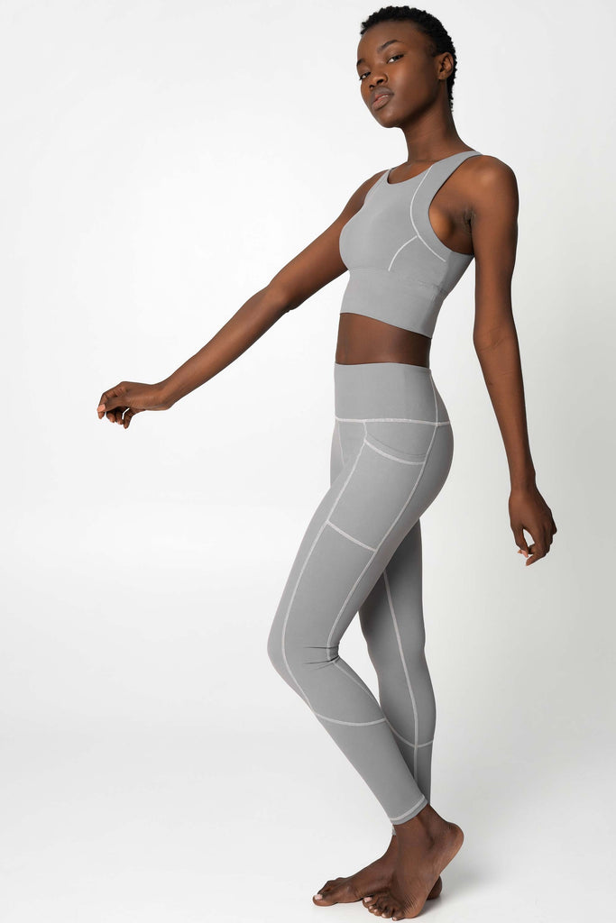 SALE! Silver Grey Cassi Deep Pockets Workout Leggings Yoga