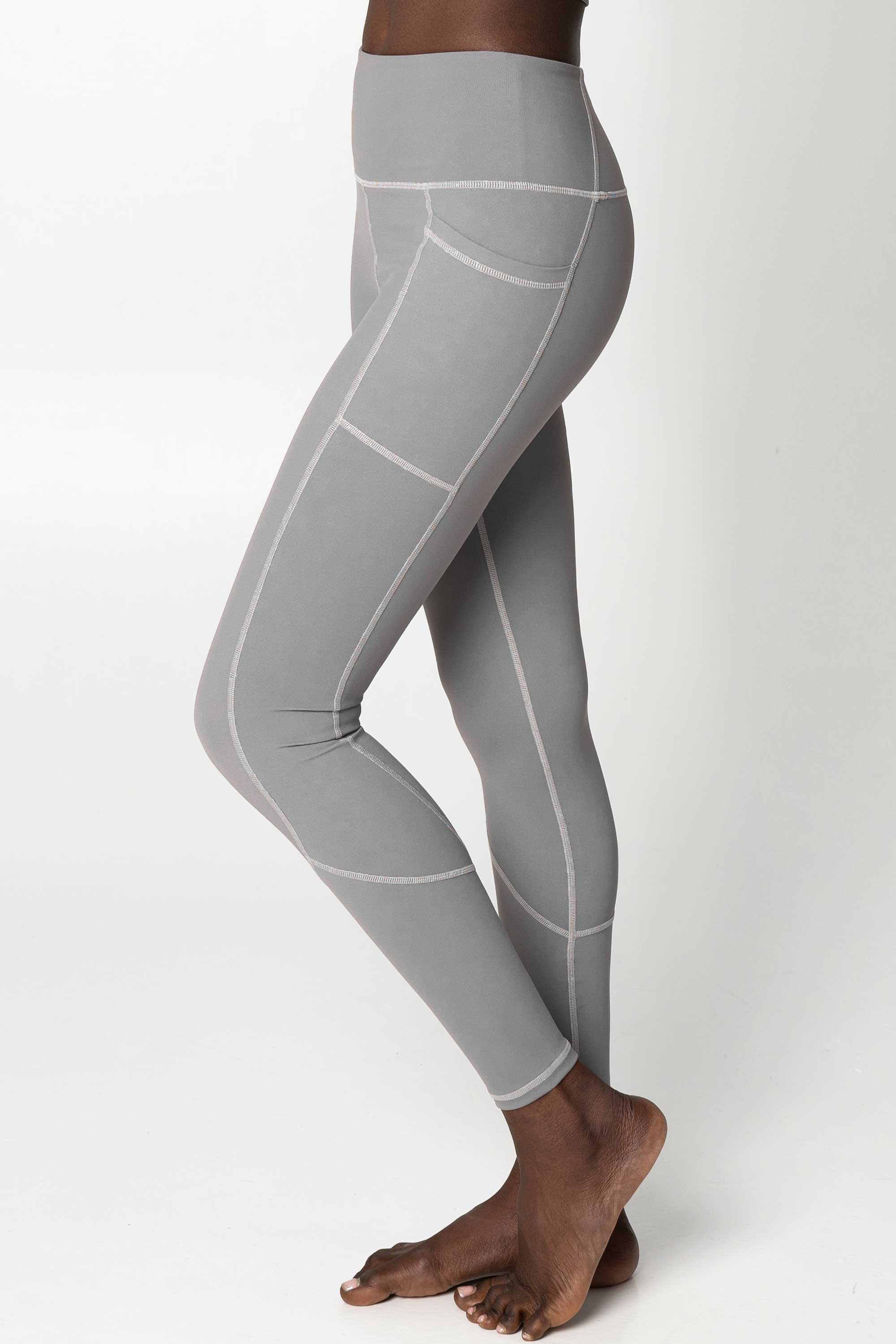 SEMI-ANNUAL SALE! Silver Grey Cassi Deep Pockets Workout Leggings Yoga Pants - Women - Pineapple Clothing