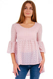 Blush Pink Stretchy Crochet Lace Ava Boho Tunic - Women - Pineapple Clothing
