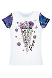 Jellyfish Zoe White & Blue Sea Print T-Shirt - Women - Pineapple Clothing
