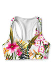 Mountain Garden Stella White Floral Print Sports Bra for Yoga - Women - Pineapple Clothing