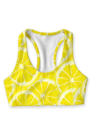 Tropicana Stella Neon Coral Pineapple Print Seamless Yoga Bra
