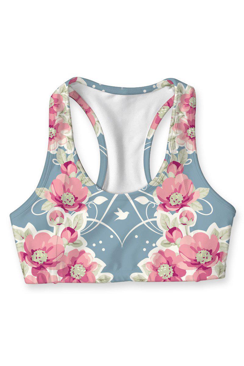 Serenity Stella Sweet Floral Print Seamless Sport Yoga Bra - Women - Pineapple Clothing