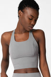 SALE! Silver Grey Kelly Multi-Strap Back Long Line Padded Sports Bra - Women - Pineapple Clothing