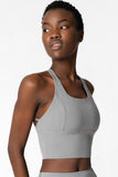 SALE! Silver Grey Kelly Multi-Strap Back Long Line Padded Sports Bra - Women - Pineapple Clothing