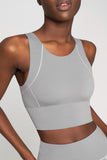 SALE! Silver Grey Kelly Long Line Full Coverage Padded Sports Bra - Women - Pineapple Clothing