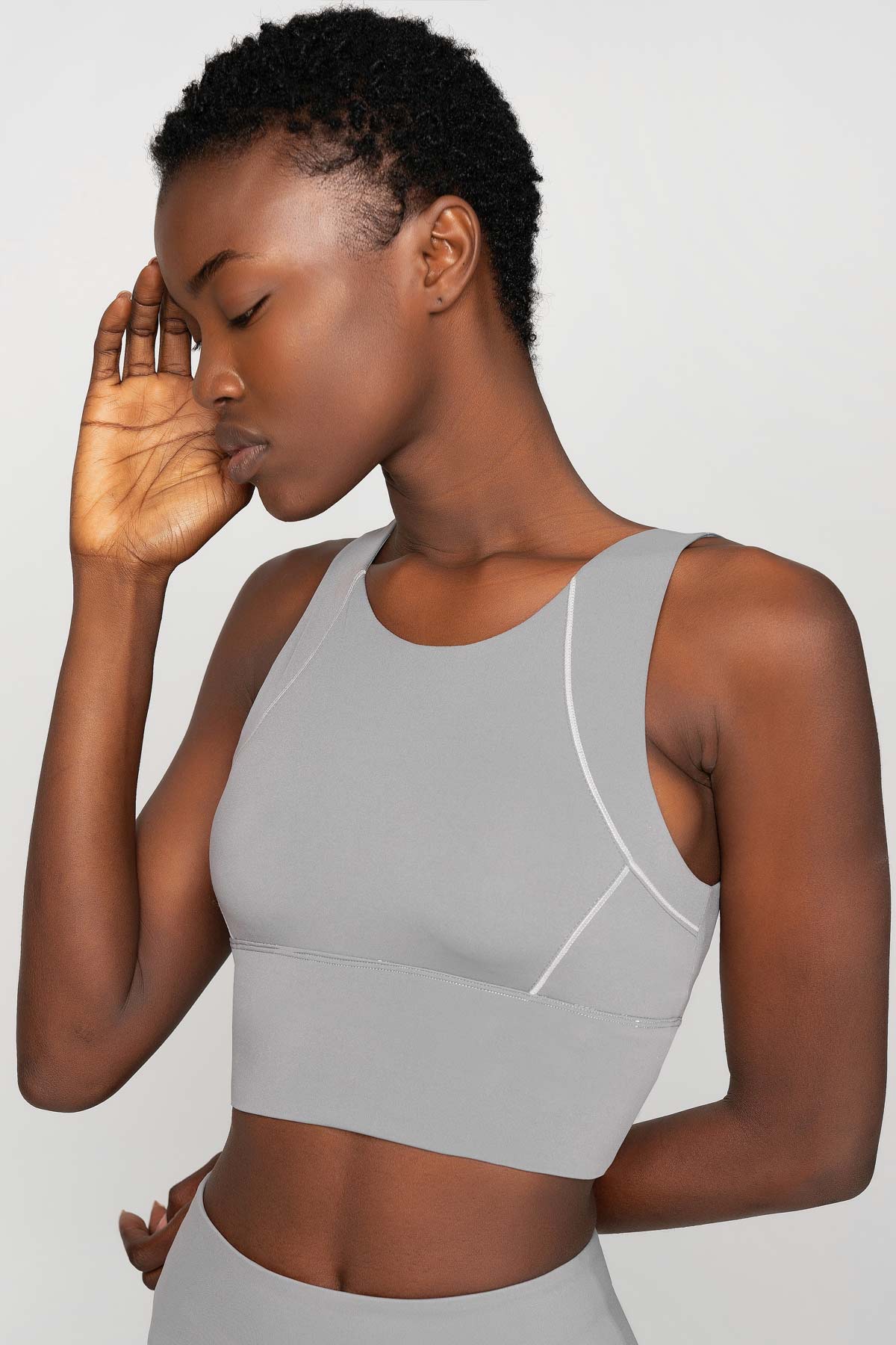 SALE! Silver Grey Kelly Long Line Full Coverage Padded Sports Bra - Women - Pineapple Clothing