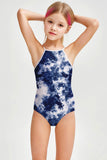 Waterfall Becky Blue Tie Dye Full Coverage One-Piece Swimsuit - Girls - Pineapple Clothing