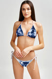 Waterfall Lara White & Blue Tie Dye Triangle String Bikini Top - Women - Pineapple Clothing