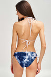 Waterfall Sara White Blue Tie Dye Strappy Triangle Bikini Top - Women - Pineapple Clothing