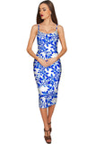 Whimsy Olivia Blue Print Summer Party Midi Dress - Women - Pineapple Clothing