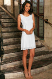 White Stretchy Lace Empire Cute Sleeveles Summer Boho Dress - Women - Pineapple Clothing