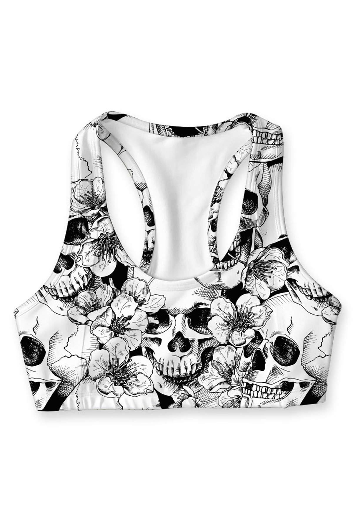 White Witch Stella Skull Print Racerback Sport Yoga Bra - Women - Pineapple Clothing