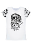 White Witch Zoe Skull Print Halloween Designer T-Shirt - Women - Pineapple Clothing