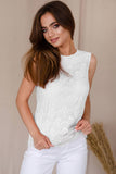 White Crochet Lace Sleeveless Dressy Fancy Cocktail Party Top - Women - Pineapple Clothing