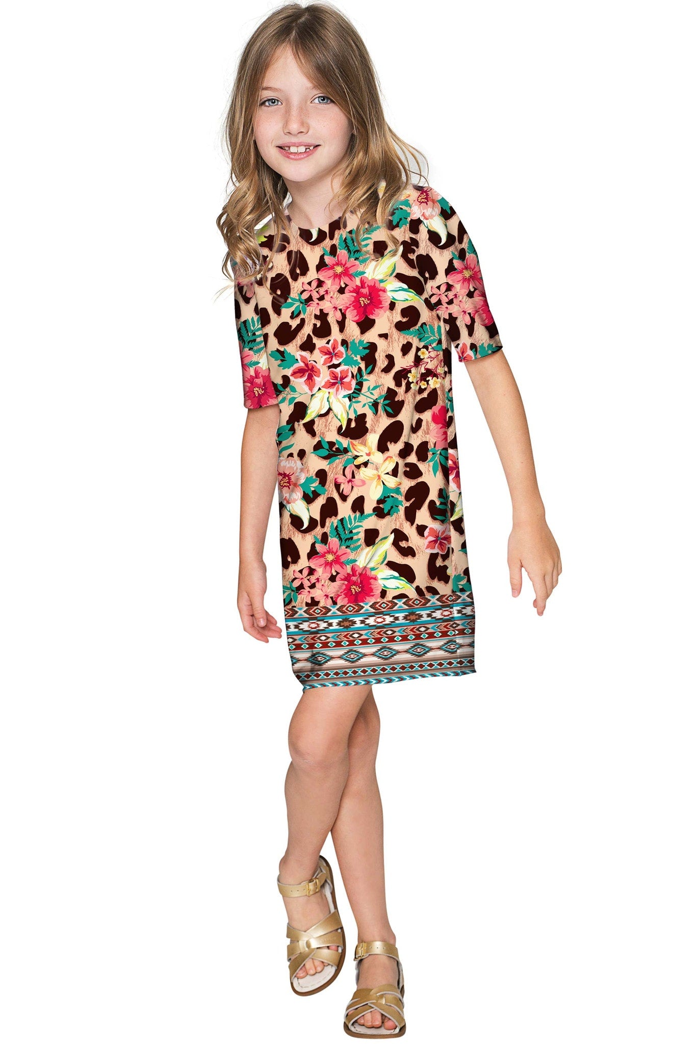 Wild & Free Grace Leopard Print Fall Chic Shift Dress - Girls - Pineapple Clothing