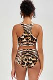 Wild Instinct Carly Brown Leopard Print High Neck Bikini Top - Women - Pineapple Clothing