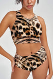 Wild Instinct Carly Brown Leopard Print High Neck Bikini Top - Women - Pineapple Clothing