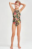 Wild & Free Becky Brown Floral Animal Print One-Piece Swimsuit - Girls - Pineapple Clothing
