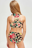 Wild & Free Claire Brown Leopard Print Two-Piece Swimwear Set - Girls - Pineapple Clothing
