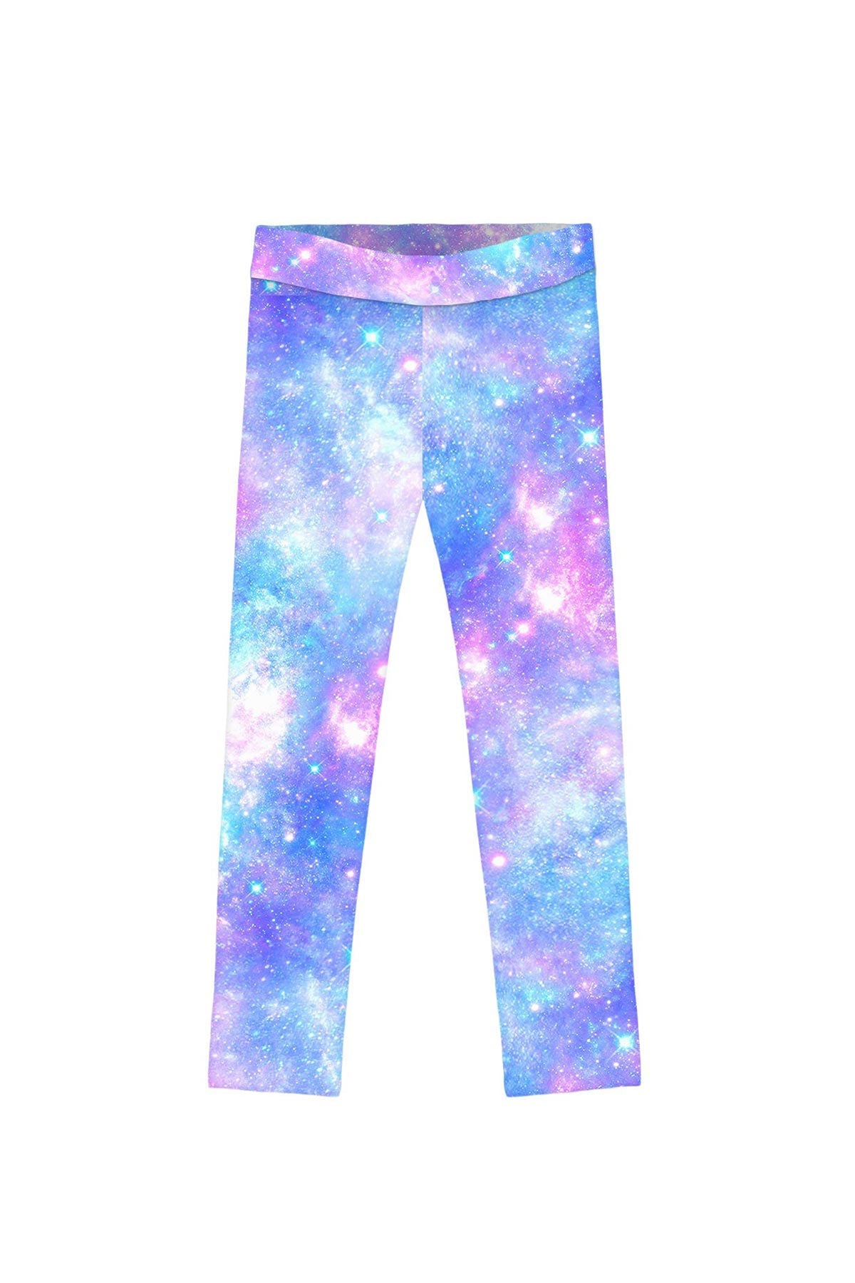 3 for $49! Wizard Lucy Blue Cute Colorful Galaxy Printed Stretch Leggings - Kids - Pineapple Clothing