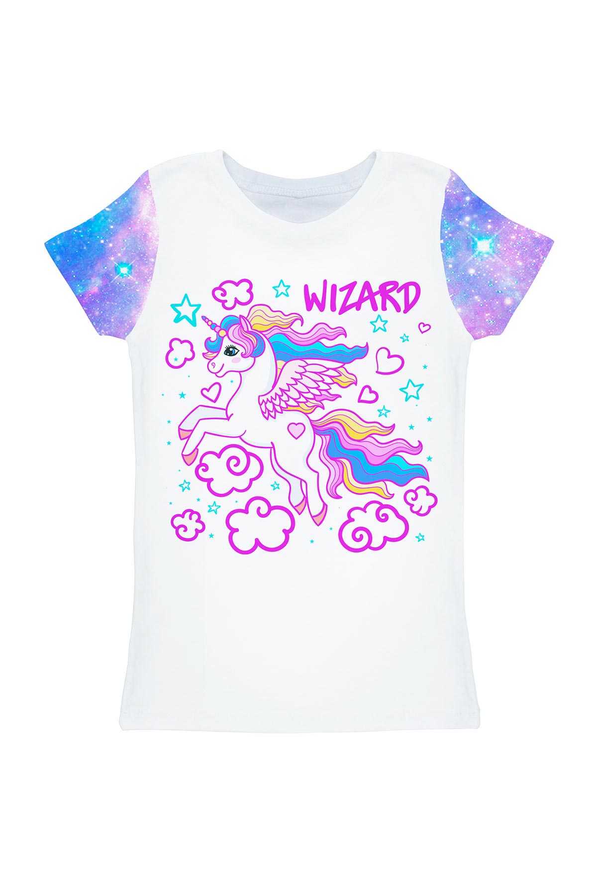 Wizard Zoe Bright Colored Unicorn Print Cute Designer T-Shirt - Kids - Pineapple Clothing